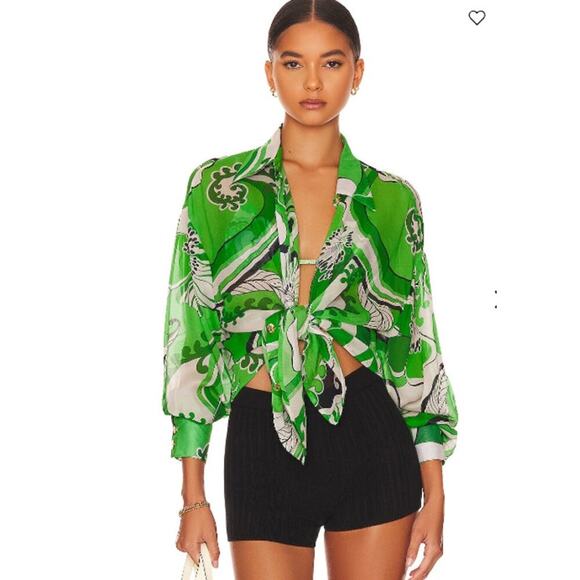 CIN CIN Solace Button Up Shirt In Green NWT - Picture 1 of 8